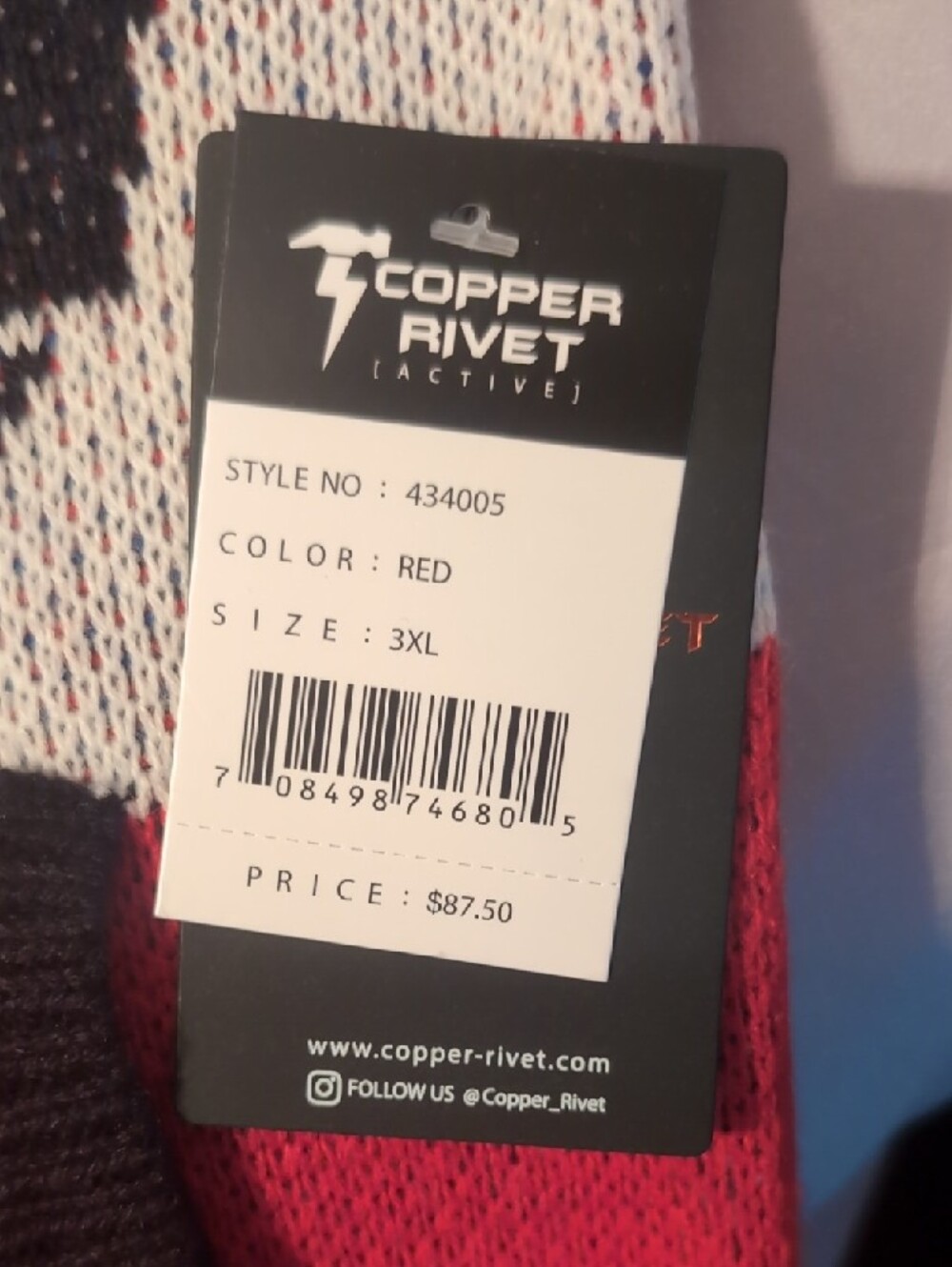 Copper Rivet Men’s Red Racing Zip-Up Sweater - Picture 3 of 5